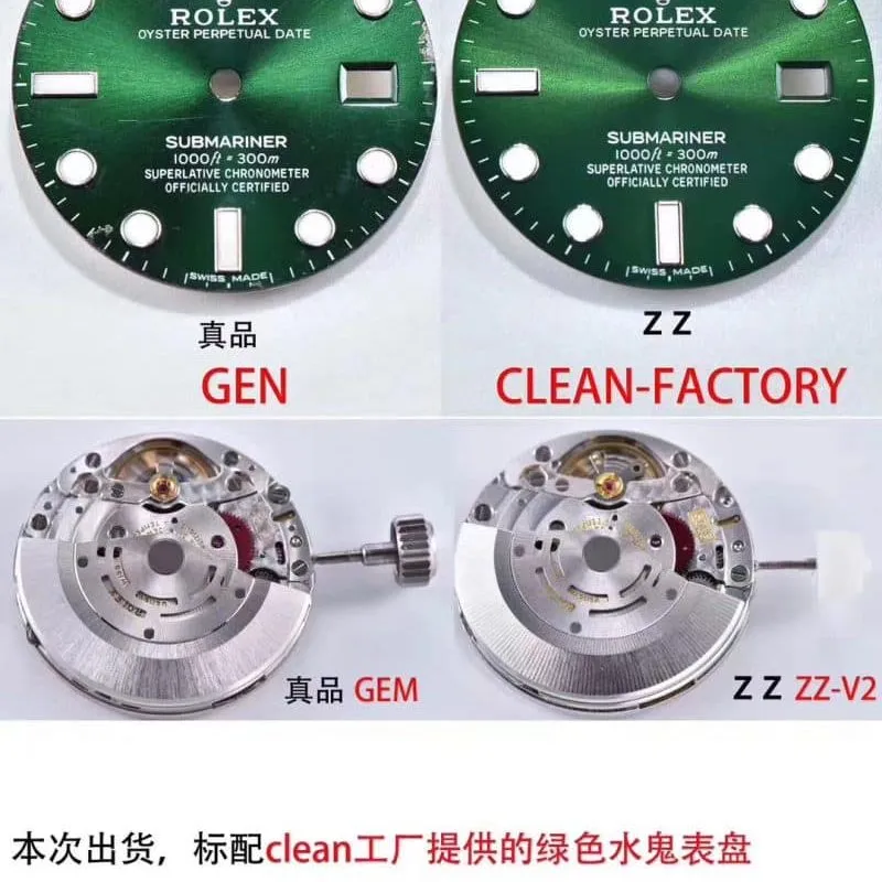 Rolex Green Submariner and Black Submariner Refresh collectible watches - ZZ Factory's Strength Presentation: Movement Detail Pictures Review