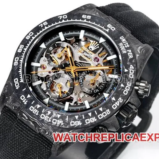 collectible watch TW factory Rolex Daytonablack dial black shell black nylon bracelet front live photo