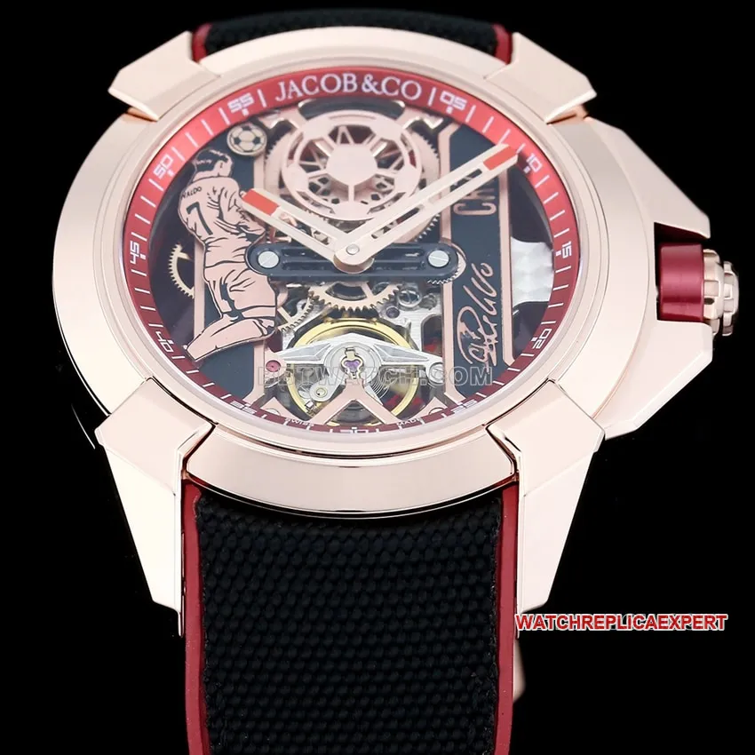 TW Factory Czech Leopard Top CR7 Cristiano Ronaldo Collaboration Custom Black and Red Watch Strap Real Shot Photos