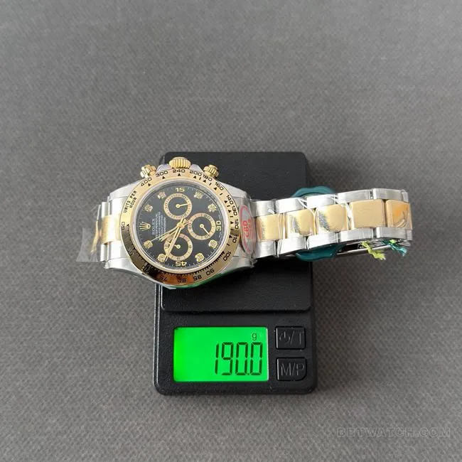 CBD Factory Daytona watch Rolexblack dial gold steel bracelet4130caseback live photo