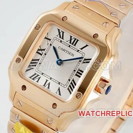 collectible watches Cartiersilver dial Santos quartz movementrose goldbraceletbraceletlive photos