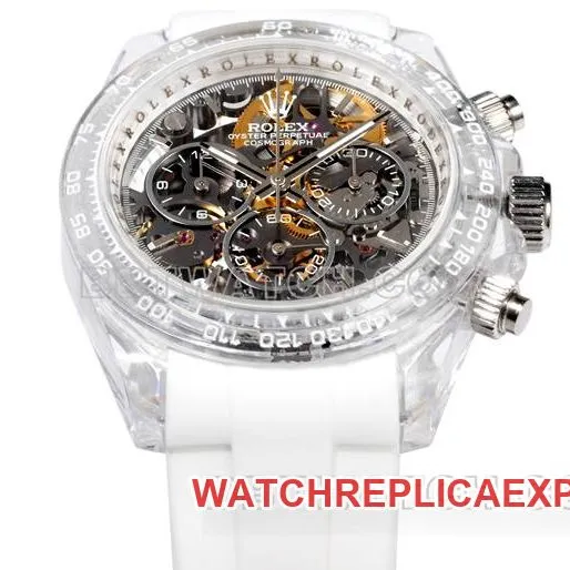 top-tier watch TW factory DaytonaRolex transparent case white rubber braceletlive photos