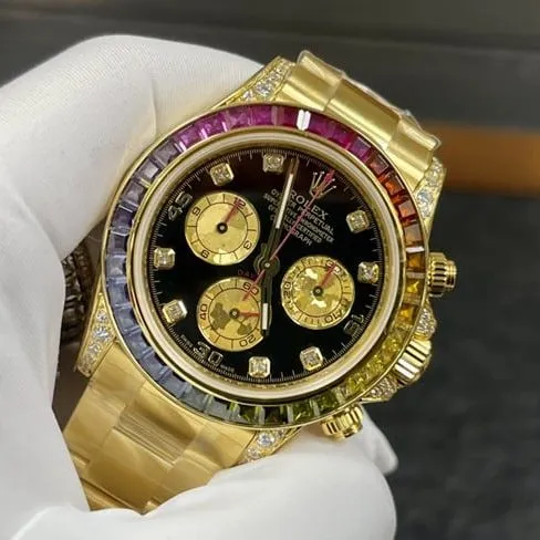 Rolextop-tier watch Rainbow Di men's black dial gold belt automatic movement watch back cover picture