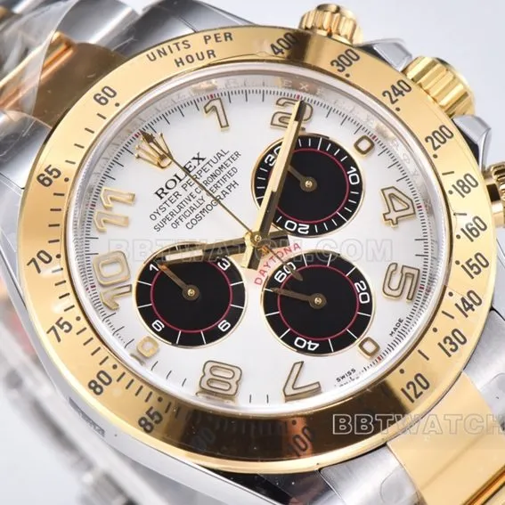 Factory C Rolex Daytonatop-tier 1:1high-quality gold panda plate 116523front live photo