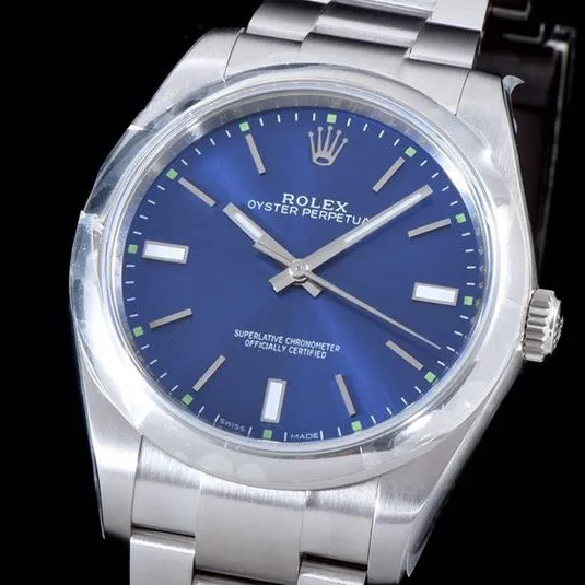 Rolextop-tier watch Oyster Perpetual series men's mechanical blue dialsteel bracelet watch clasp picture