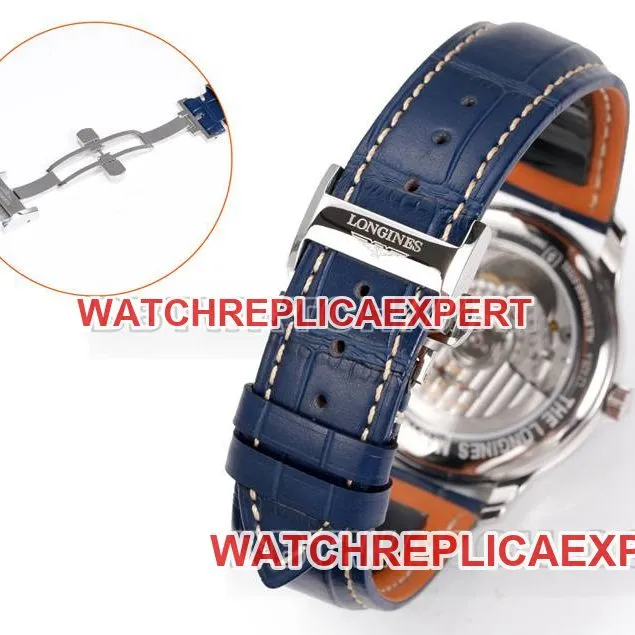 Longines watch XC factory famous craftsman blue dial diamond time mark L888 mechanical movementleather strap model side live photo