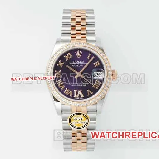 ARF FactoryRolex log 1:1super purple disc diamond bezel31mm intergold five-lattice chain link278381side live photo