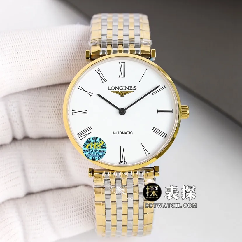 Jialan Longines 1:1replica watch white dial gold steel bracelet model L4.918.2.11.7clasp picture