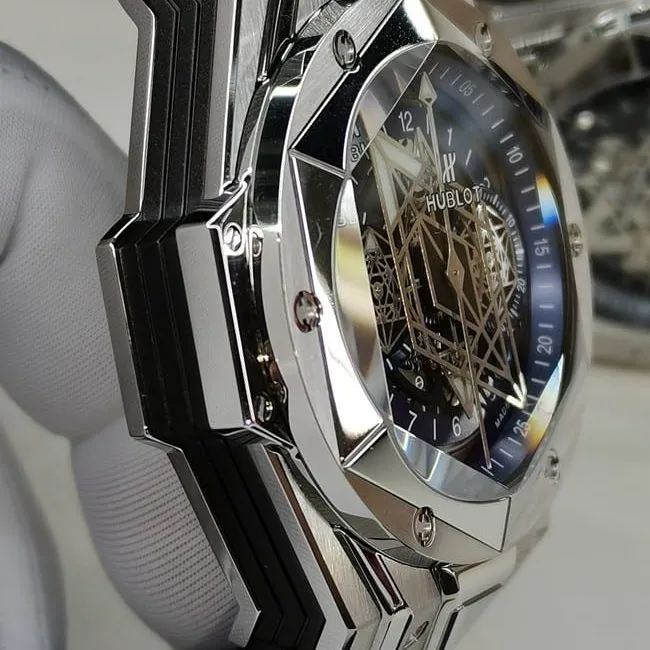 Top-tier watch Hublot men's blue dial blue belt Big bang series fully automatic movement watch leather strap picture