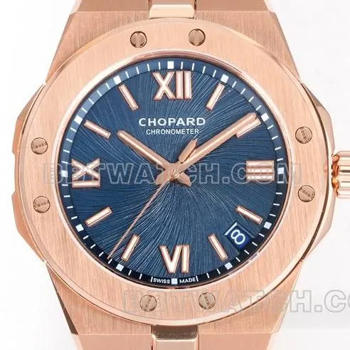 watch ChopardGH factory snow mountain proud wing blue dial41mmrose gold steel braceletside live photo