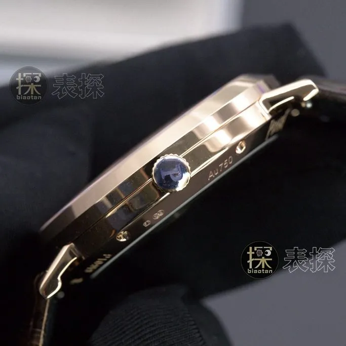 TW factory Piaget watch 18Kchronographwhite dial brown leather bracelet front view