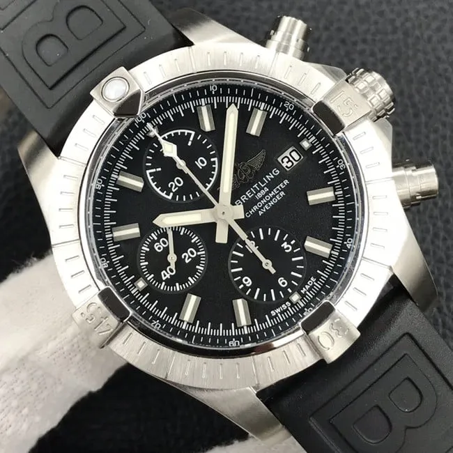 Breitlingtop-tier men's black dialrubber strap Avengers chronograph 43mm watch movement picture