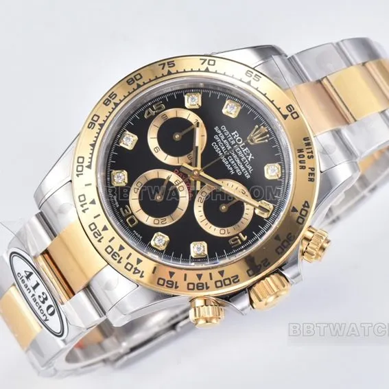 Factory C Rolex Daytonatop-tier 1:1super cloneblack dial gold steel bracelet model m116503-0011caseback live photo