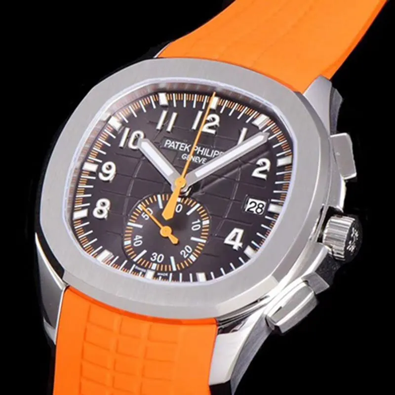 top-tier watch new Patek Philippe men's black dial fashion grenade chronograph watch side view