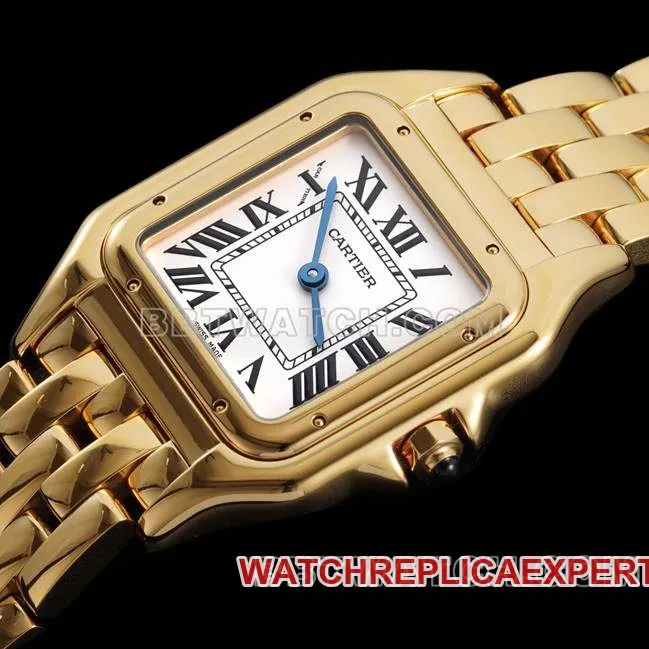 top-tier watch cheetah BBa factory Cartierwhite dialyellow goldsteel braceletquartzfront live photo