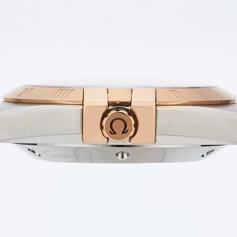 TW factory top-tier watch Omega men's brown plate brown belt constellation series leather strap watch side view