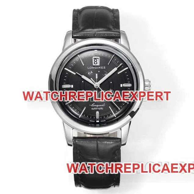 AD factory Longines classic replica1:1super cloneblack dialleather strap model L1.648.4.52.2front live photo