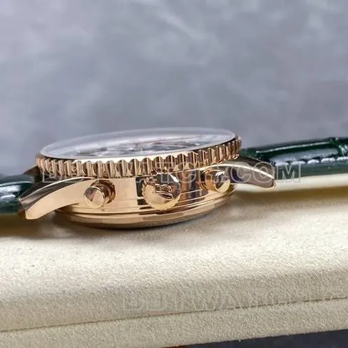 collectible watch BLS factory Breitling aviation chronographrose goldgreen dialleather strap bracelet live photos