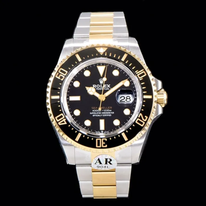 top-tier watch Rolex men's black dialsteel bracelet watch detail shots