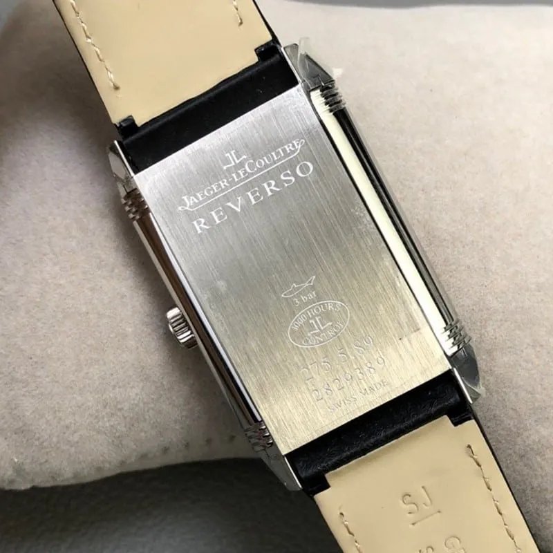 replicaJaeger-LeCoultre men's double-sided dual time zone flip watch is simple, elegant and gentle, front view