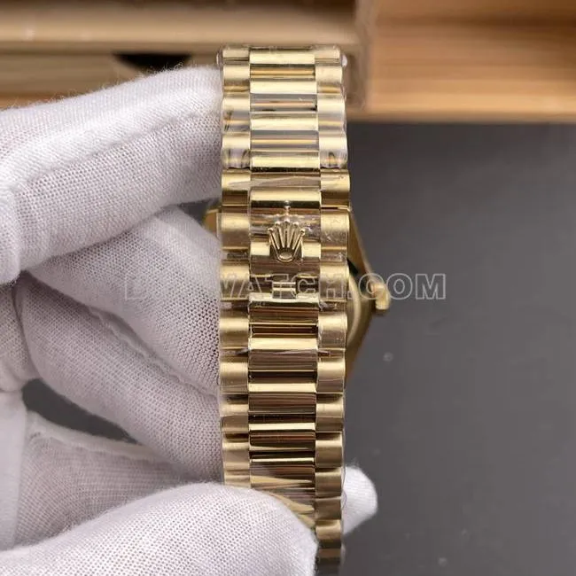 1:1replica watch QF factory Day-DateRolex smoked green dialyellow gold2836 mechanical 36mmfront live photo
