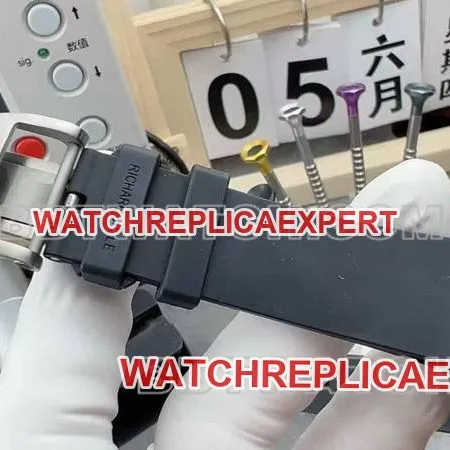Richard Mille Watch Skeleton Disk Mechanical Rubber Model RM 67-01 Strap Actual Pictures
