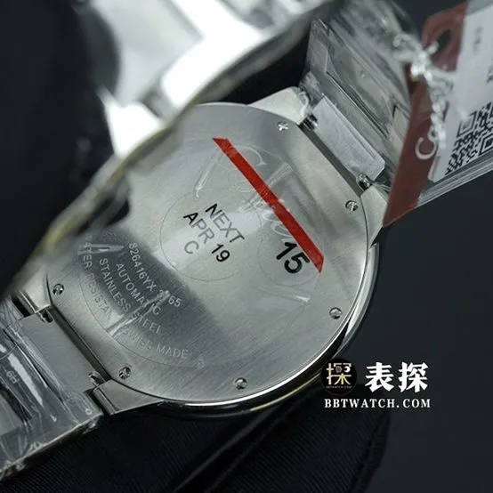 K3 factory Cartier blue balloon top-tier watch men's silver white dialsteel bracelet picture and price caseback live photo