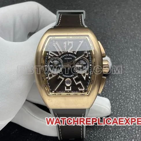 collectible watch ABF factory Frank Muller V45 gray plate rose gold case leather braceletcaseback live photo