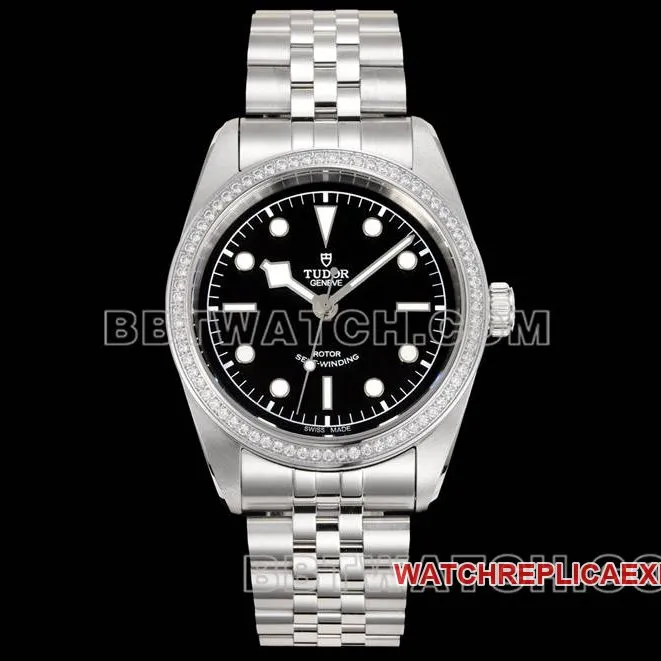 Tudor collectible watches V9 factory Biwan black disk 41mm Swarovski diamond ring mechanical steel strap models back actual photo
