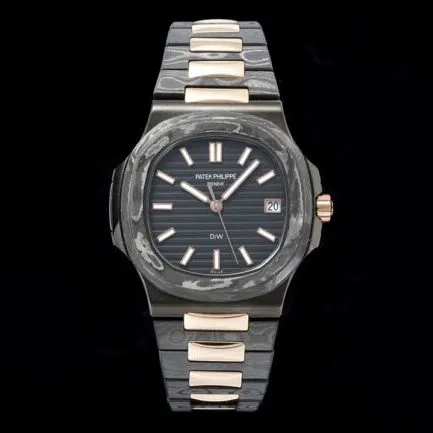 The aesthetic presentation of Patek Philippe Nautilus 5711 carbon fiber is reinvented by DiW to make a watch clasp picture
