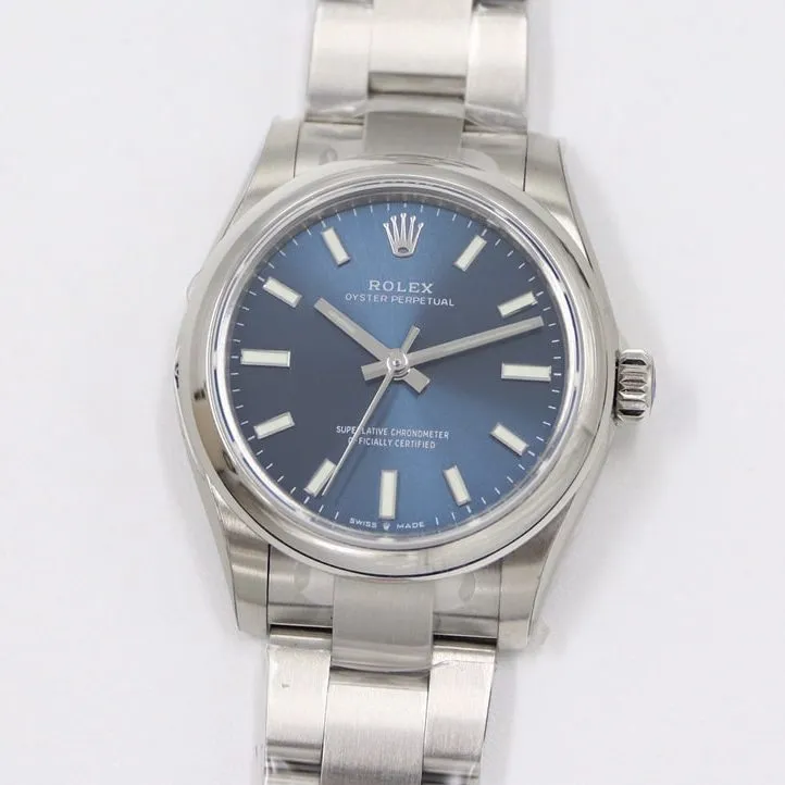 EW Oyster Perpetual Rolex collectible watches Blue Plate 31MM Steel Strap Model m277200-0003