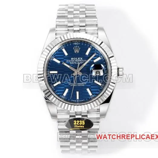 top-tier watch log JF factory Rolexblue dial pit pattern 3235 mechanical 41mm caseback live photo