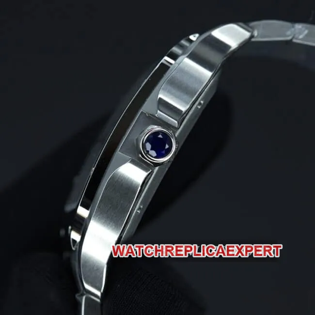 BV Factory Cartier Top Watch Men's White Dial Steel Band New Santos Automatic Mechanical Front View