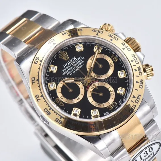 Factory C Rolex Daytonatop-tier 1:1super cloneblack dial gold steel bracelet model m116503-0011braceletlive photos