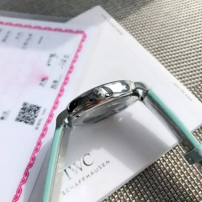top-tiersuper cloneIWC Portofino series light blue dial women's watch front view