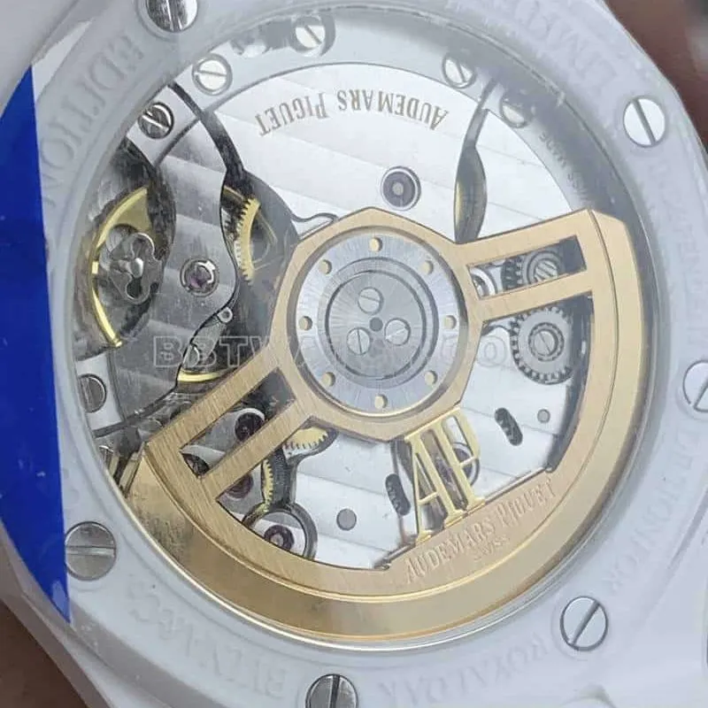APS factory Audemars PiguetRoyal Oaktop-tier 1:1super starry sky disk white ceramic15500front live photo