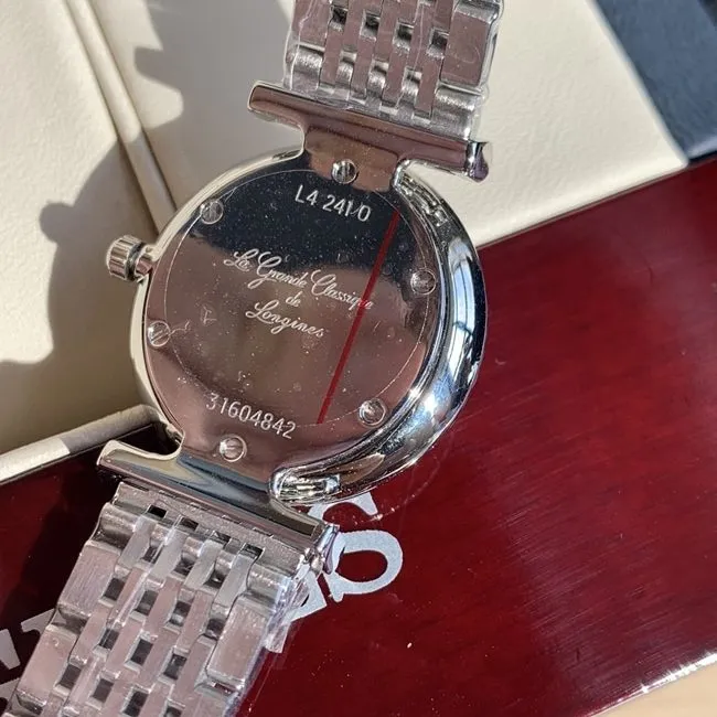 top-tier watch Longines women's blue dialsteel bracelet Jialan series quartz watch back cover picture