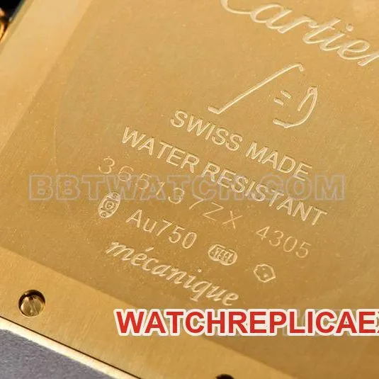 Cartier collectible watch F1 factory Santos white dialyellow gold case leather strap caseback live photo