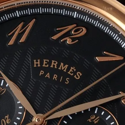 top-tier Hermès men's black dial black belt retro sentiment quartzleather strap watch front view