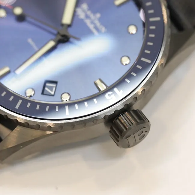 top-tier watch Blancpain men's blue dial nylon strap fifty fathom series watch movement picture