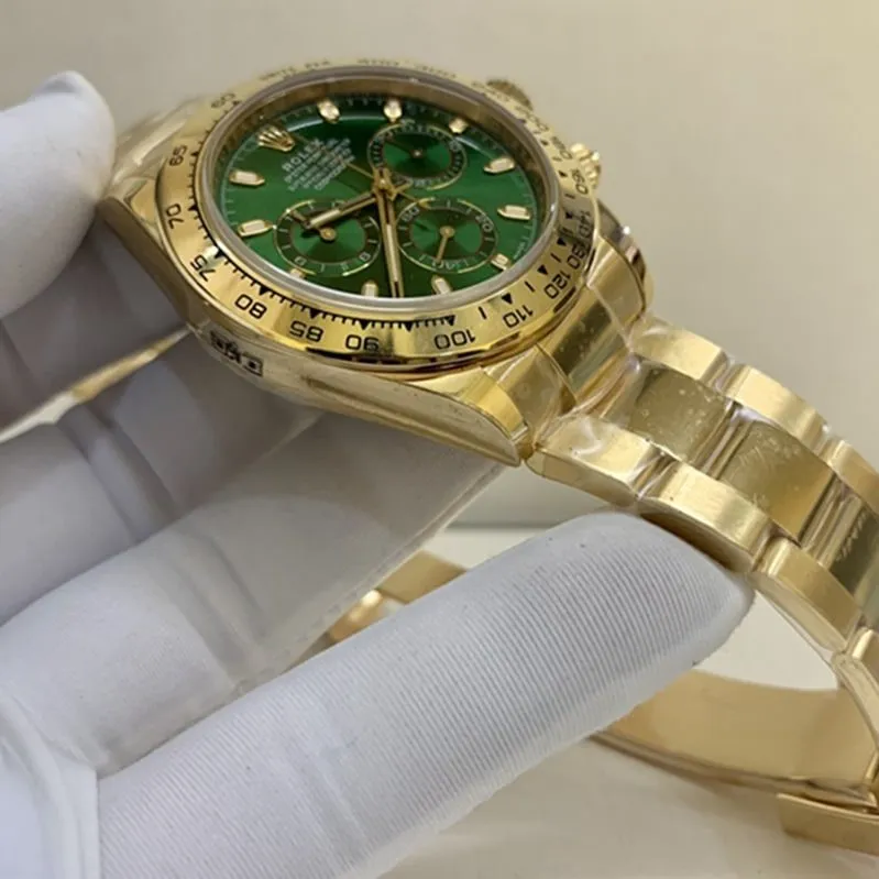 top-tier watch Rolex men's green dial gold watch clasp picture