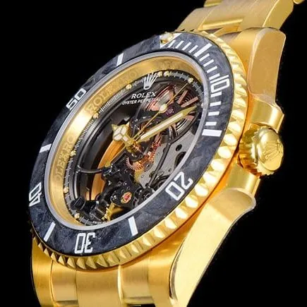 Rolextop-tier watch fully empty Submariner series men's black dial gold belt automatic movement watch clasp picture