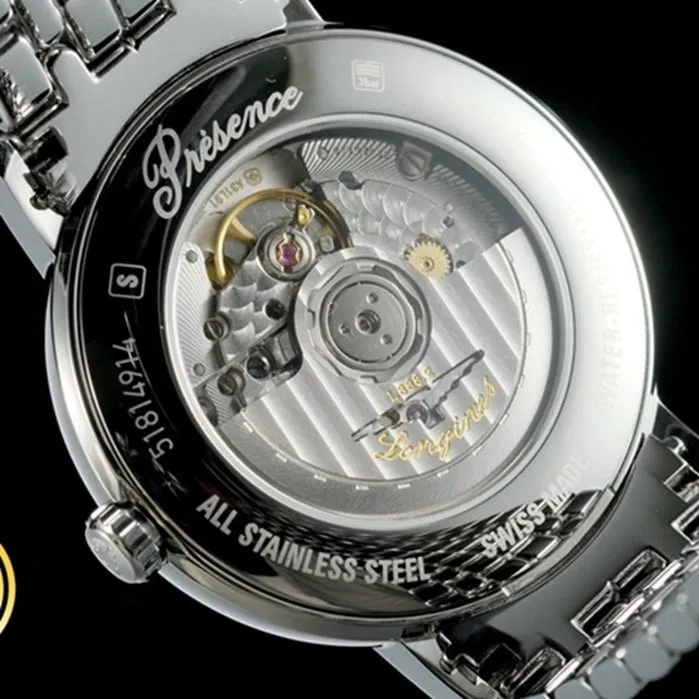 top-tier watch Longines men's gray plate steel bracelet magnificent series 40mm watch side view