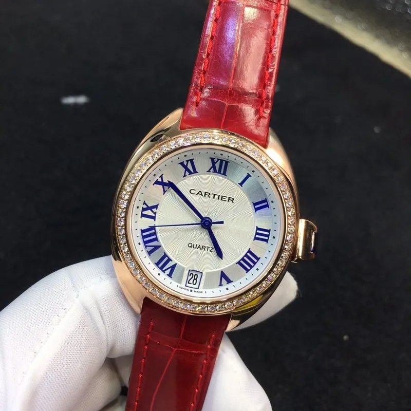 Cartier Keys Series 18K Gold Diamond Paved 33mm Ladies' Real Diamond Real Gold Watch - Front View