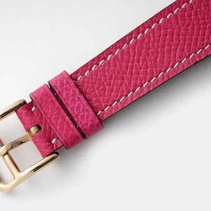 top-tier Hermès women's white dial red strap classic series quartzleather strap watch side view