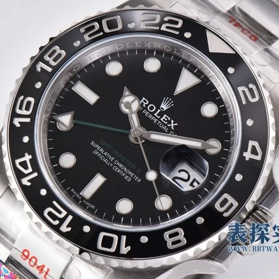 C factory Rolex men's GMT-Master1:1top-tier watch black dial green needle steel bracelet model 116710LN-0001lume picture
