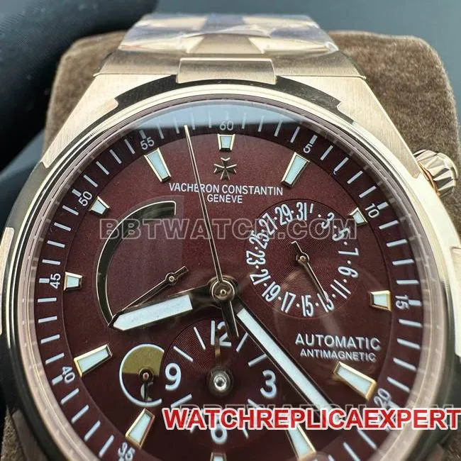 Top collectible watches Across The Sea 9F Vacheron Constantin Rose Gold Dark Brown Disc Mechanical 47450 Strap Actual Pictures