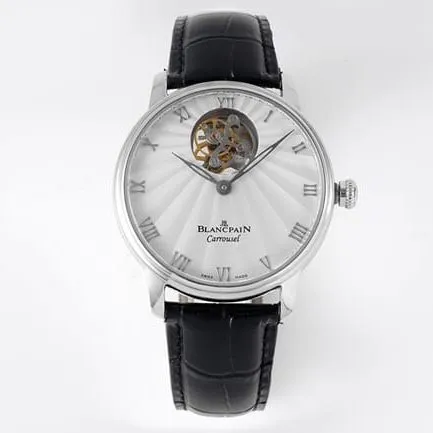 JBF FactoryBlancpaintop-tier watch men's white dial black belt classic full series tourbillon mechanical watch V3 version domineering return clasp picture