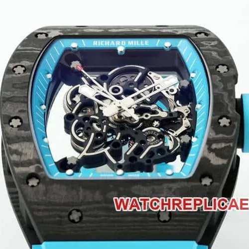 APSRichard Milletop-tier carbon fiber case blue rubber model RM055caseback live photo