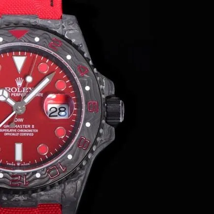 JH factory top-tier replicaRolex watch men's red plate red strap automatic movement nylon belt back cover picture